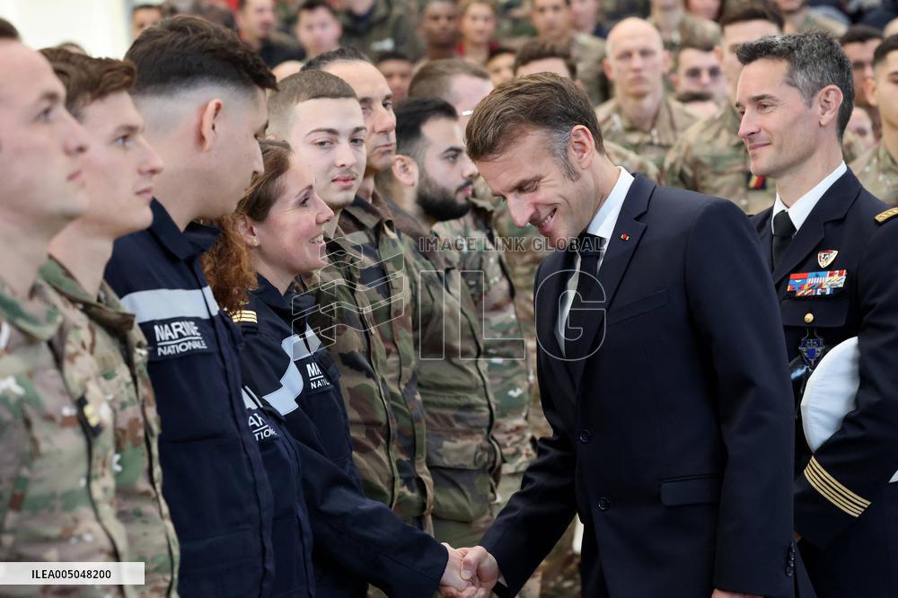 President Macron Presents His Wishes to The Armies - Istres