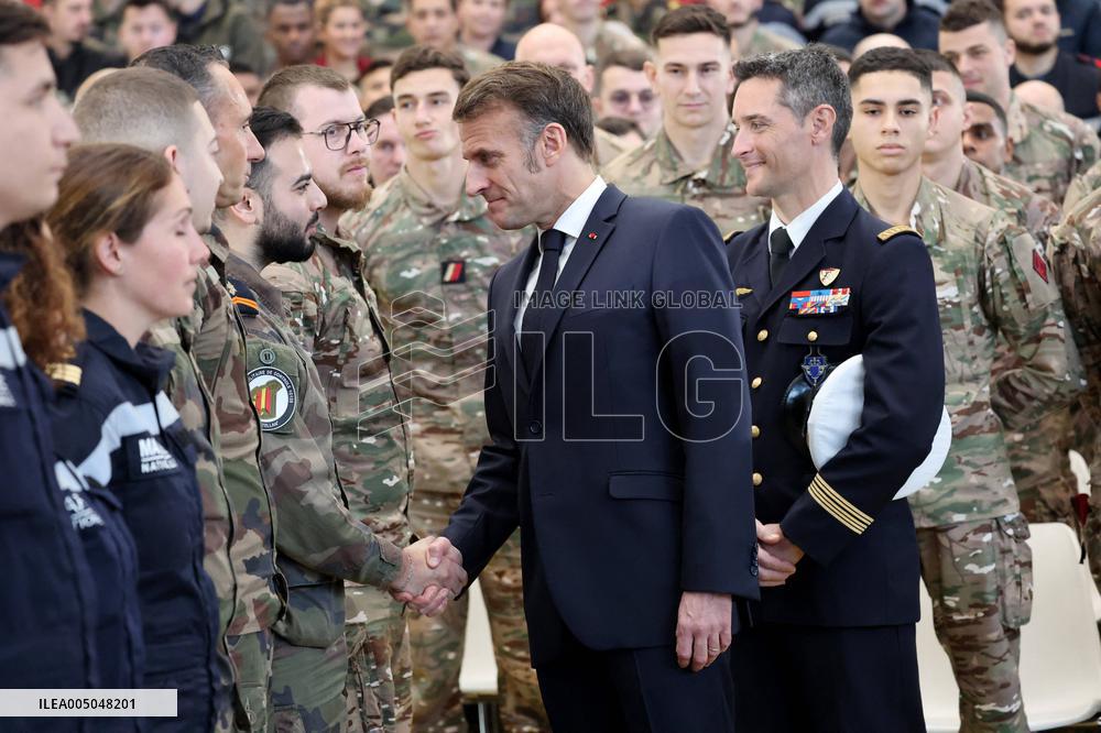 President Macron Presents His Wishes to The Armies - Istres