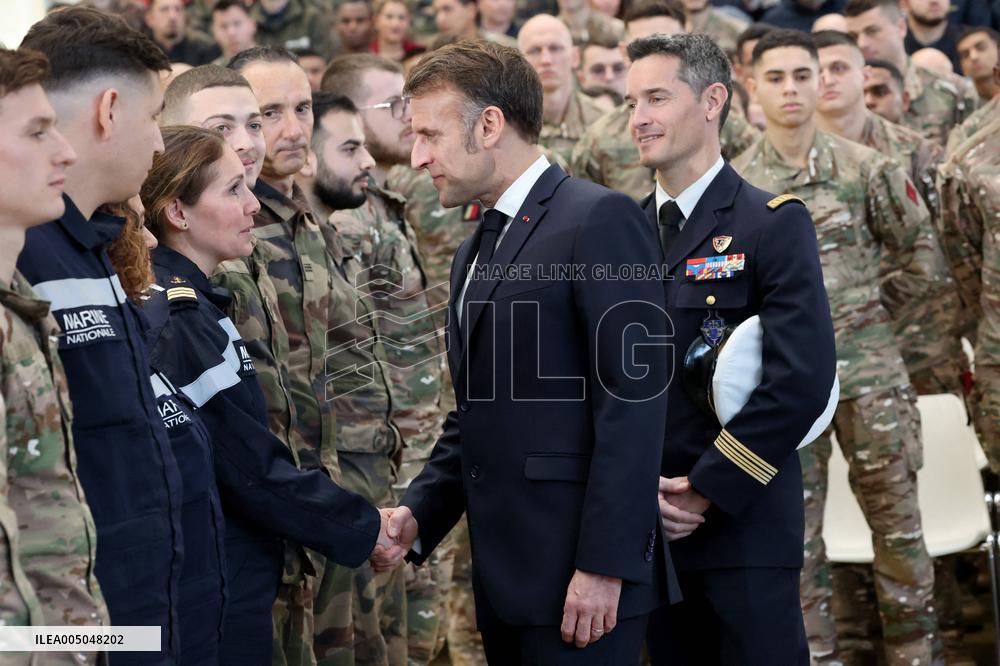 President Macron Presents His Wishes to The Armies - Istres