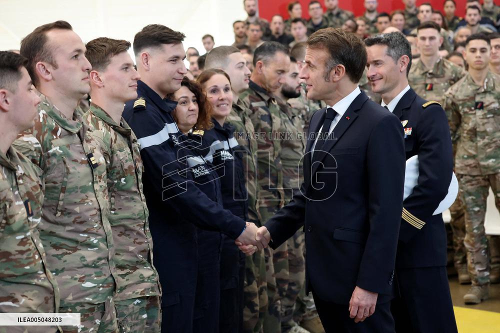 President Macron Presents His Wishes to The Armies - Istres