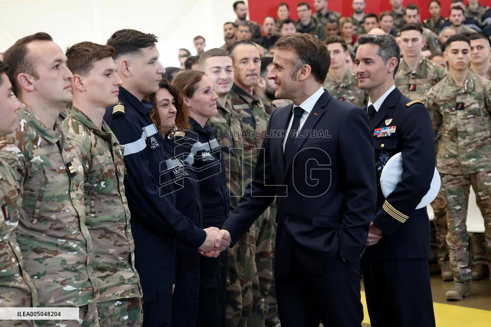 President Macron Presents His Wishes to The Armies - Istres