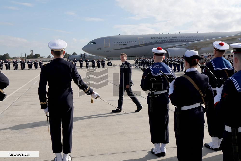 President Macron Presents His Wishes to The Armies - Istres