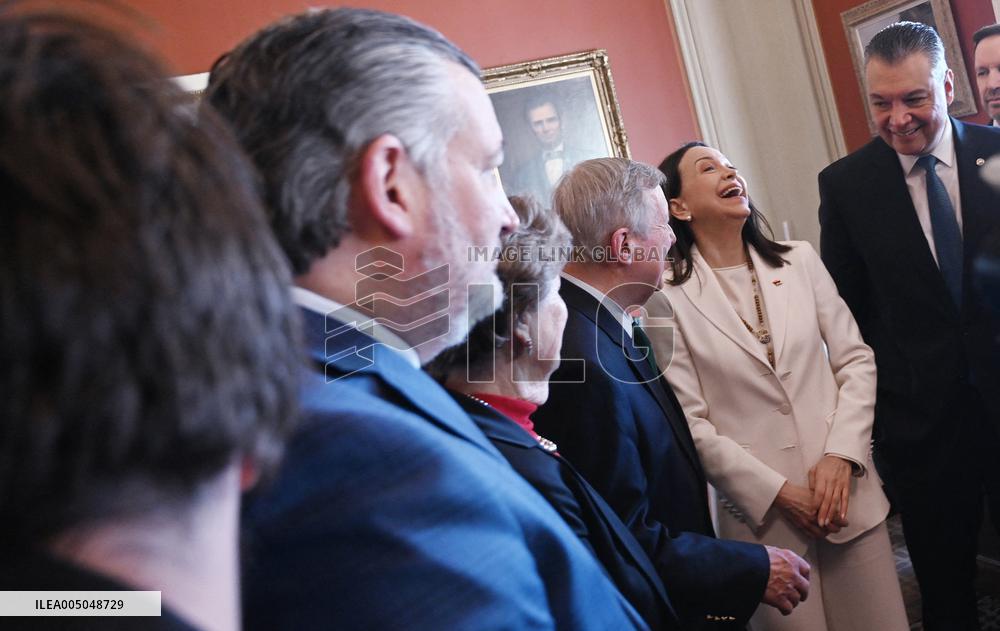 Venezuelan Opposition Leader And Nobel Peace Prize Winner MarÌa Corina Machado Meets With Senators On Capitol Hill