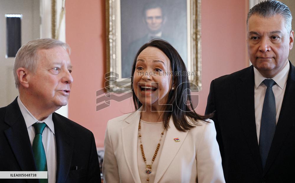 Venezuelan Opposition Leader And Nobel Peace Prize Winner MarÌa Corina Machado Meets With Senators On Capitol Hill