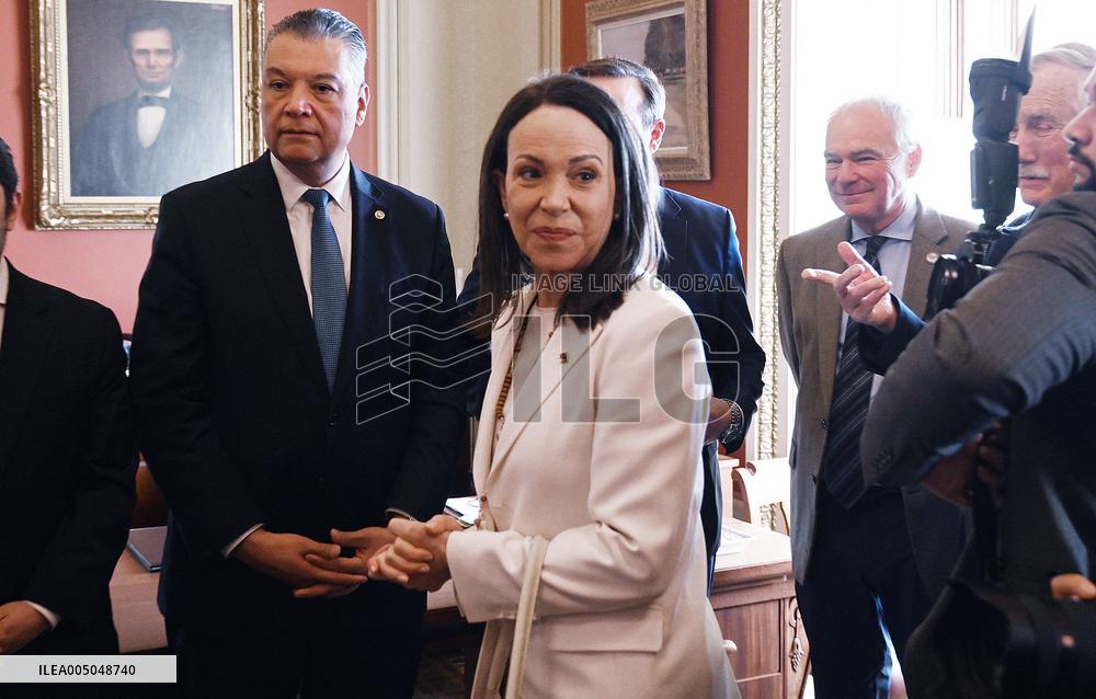 Venezuelan Opposition Leader And Nobel Peace Prize Winner MarÌa Corina Machado Meets With Senators On Capitol Hill