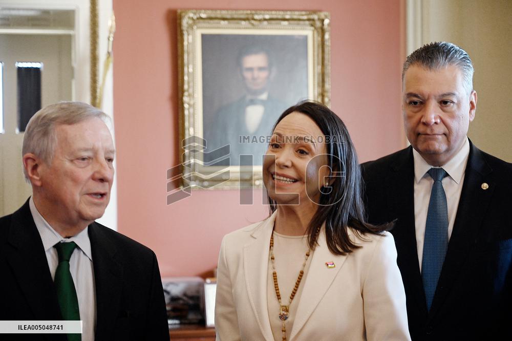 Venezuelan Opposition Leader And Nobel Peace Prize Winner MarÌa Corina Machado Meets With Senators On Capitol Hill