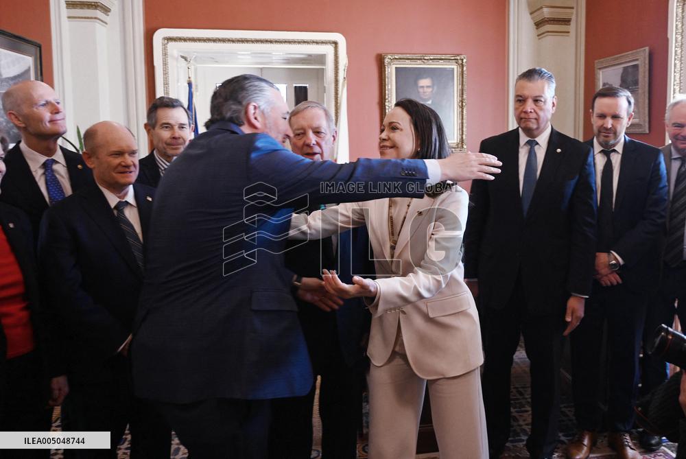 Venezuelan Opposition Leader And Nobel Peace Prize Winner MarÌa Corina Machado Meets With Senators On Capitol Hill