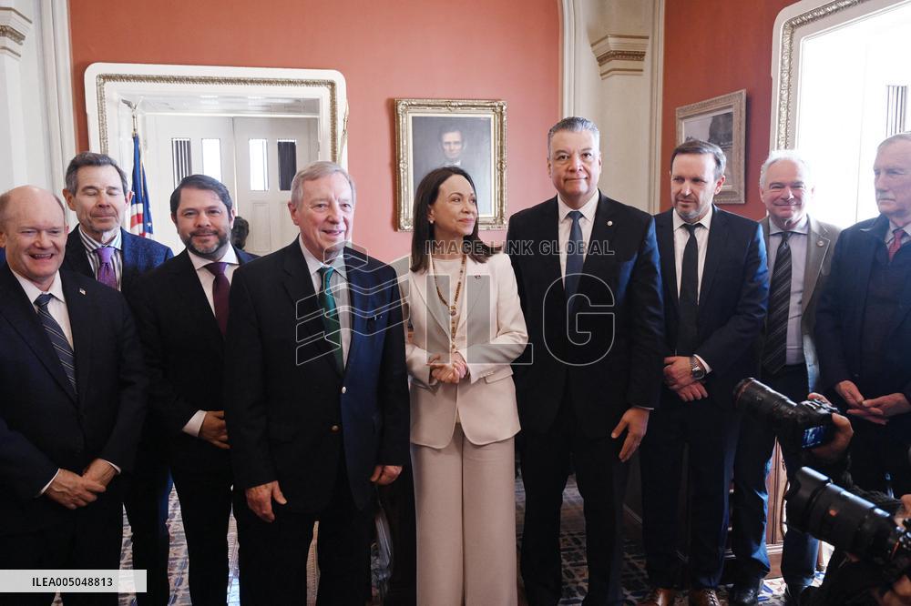 Venezuelan Opposition Leader And Nobel Peace Prize Winner MarÌa Corina Machado Meets With Senators On Capitol Hill