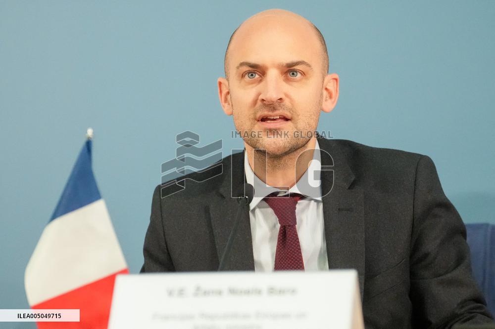Latvian and French Foreign Ministers During a Press Conference - Latvia