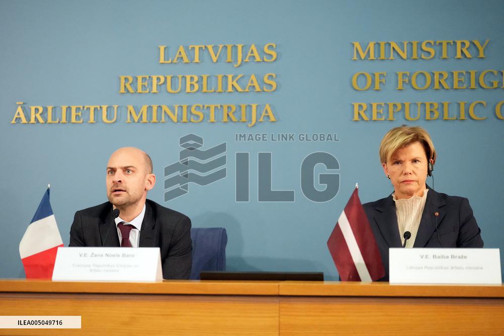 Latvian and French Foreign Ministers During a Press Conference - Latvia