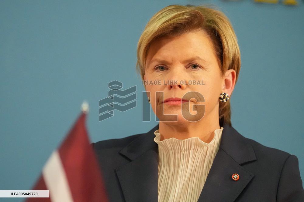 Latvian and French Foreign Ministers During a Press Conference - Latvia