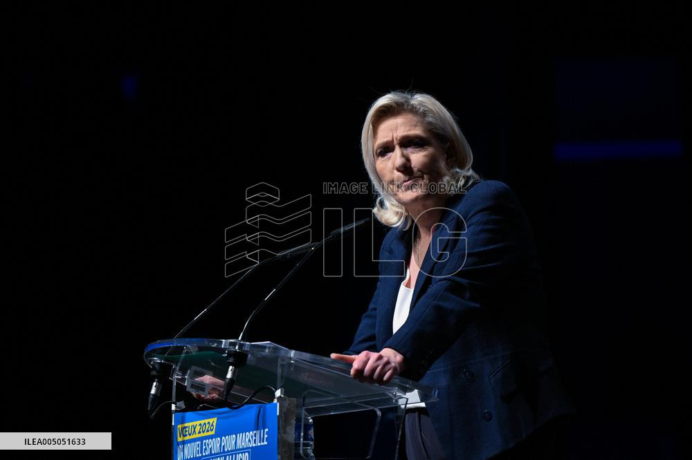 Marine Le Pen Attends Reception For Candidate Frank Allisio - Marseille