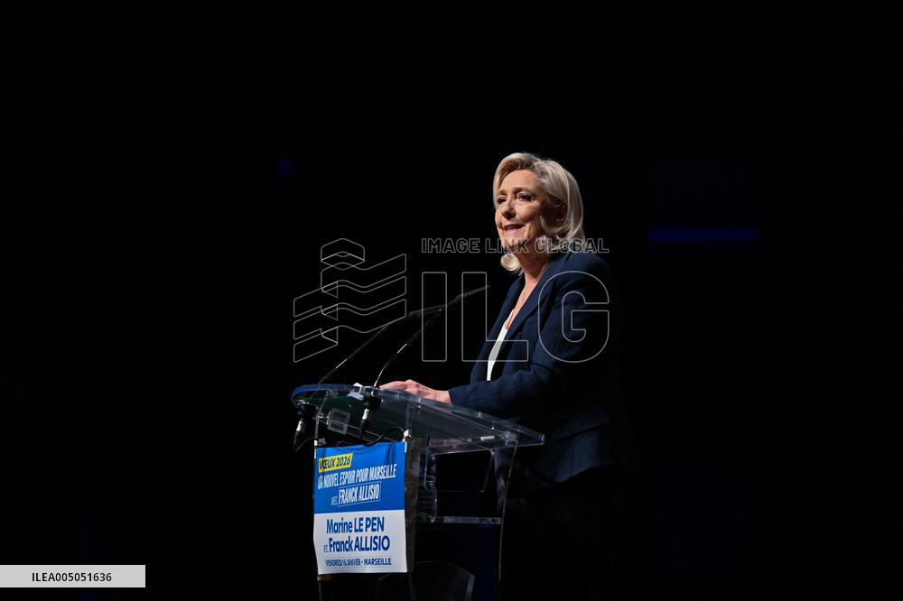 Marine Le Pen Attends Reception For Candidate Frank Allisio - Marseille