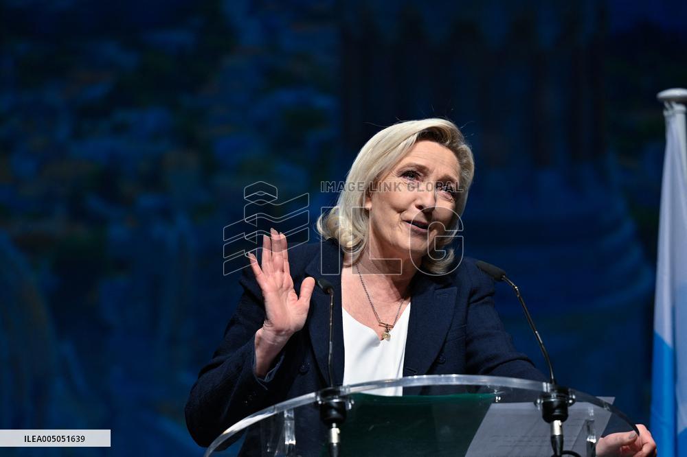 Marine Le Pen Attends Reception For Candidate Frank Allisio - Marseille