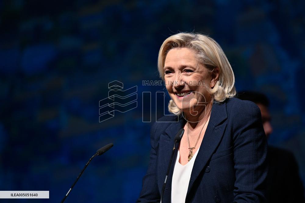 Marine Le Pen Attends Reception For Candidate Frank Allisio - Marseille
