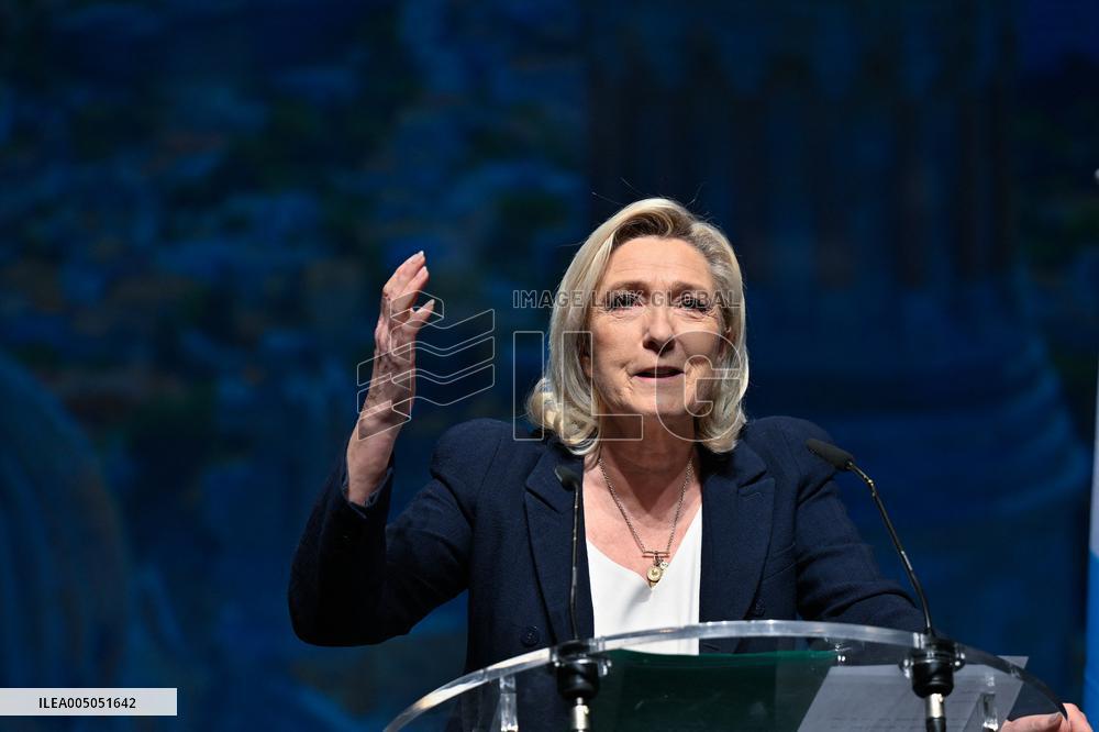 Marine Le Pen Attends Reception For Candidate Frank Allisio - Marseille
