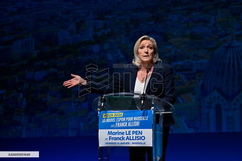 Marine Le Pen Attends Reception For Candidate Frank Allisio - Marseille