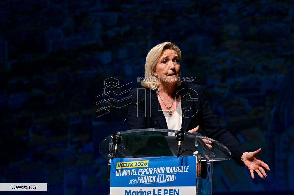 Marine Le Pen Attends Reception For Candidate Frank Allisio - Marseille