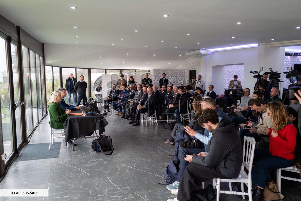 Marine Le Pen And Franck Allisio Press Conference - Marseille