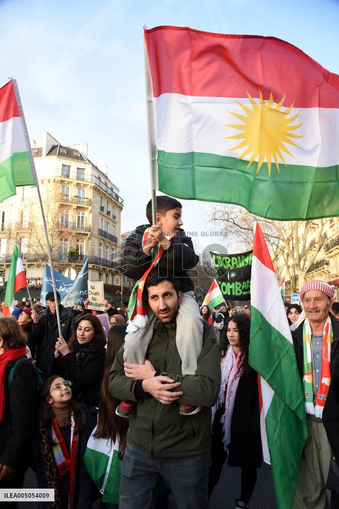 Protest March In Solidarity With Iranian People - Paris