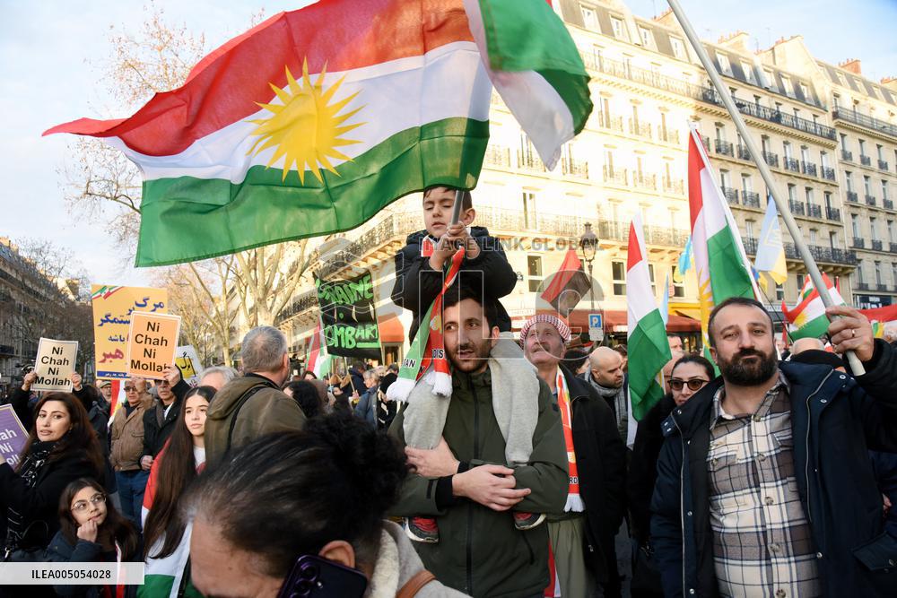 Protest March In Solidarity With Iranian People - Paris