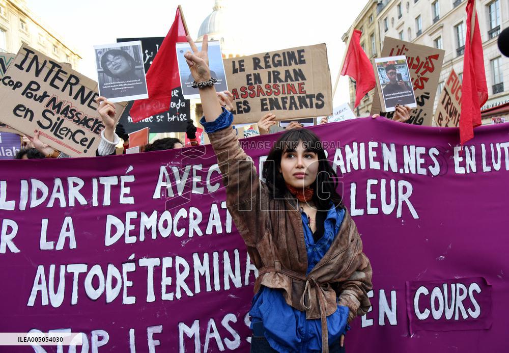 Protest March In Solidarity With Iranian People - Paris