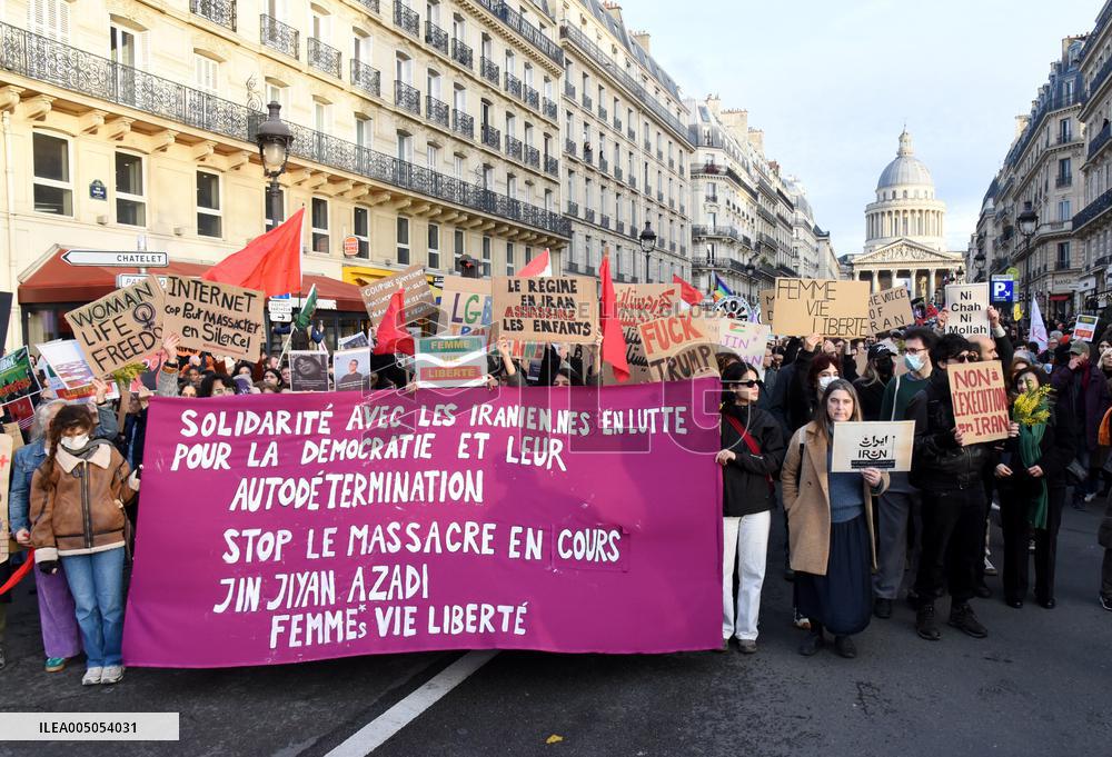 Protest March In Solidarity With Iranian People - Paris