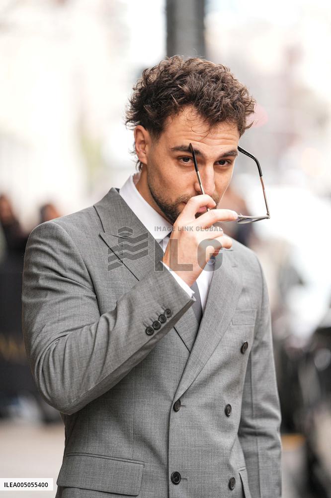 MFW - Celebs Leaving Hotel Paris To Attend Prada Show