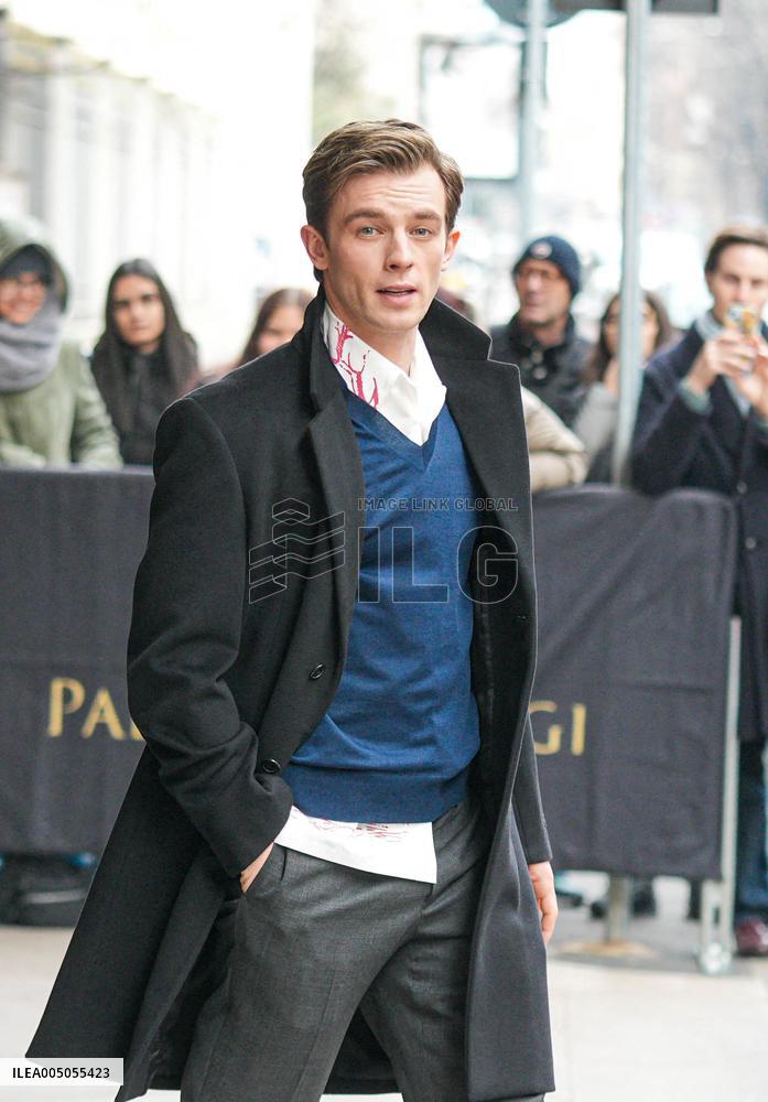 MFW - Celebs Leaving Hotel Paris To Attend Prada Show