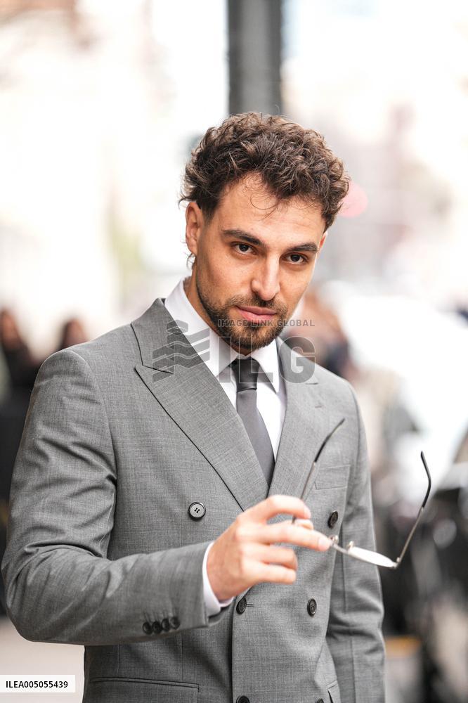 MFW - Celebs Leaving Hotel Paris To Attend Prada Show