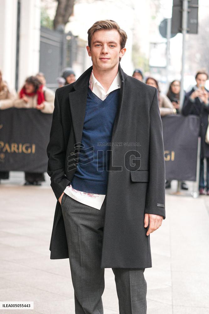 MFW - Celebs Leaving Hotel Paris To Attend Prada Show