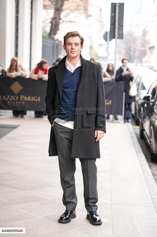 MFW - Celebs Leaving Hotel Paris To Attend Prada Show