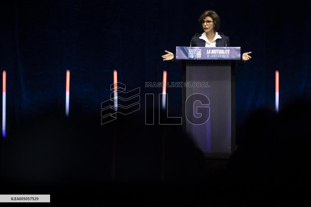 Rachida Dati Campaign Meeting At Mutualite - Paris