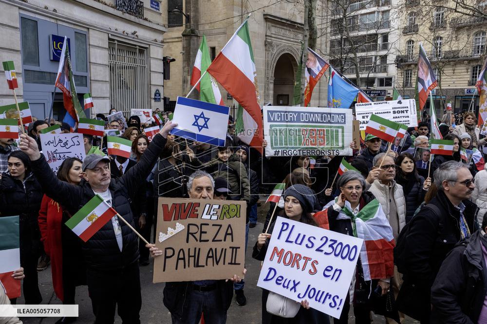 Pro Crown Prince Reza Pahlavi Protrest - Paris