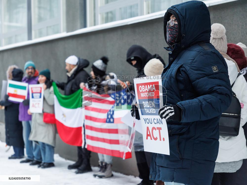 Iranians in Estonia rally outside the US. Embassy in Tallinn