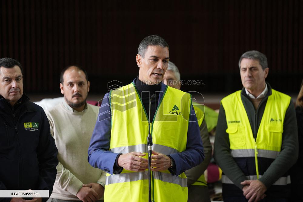 Pedro Sanchez Visits Accident Victims In Adamuz - Spain