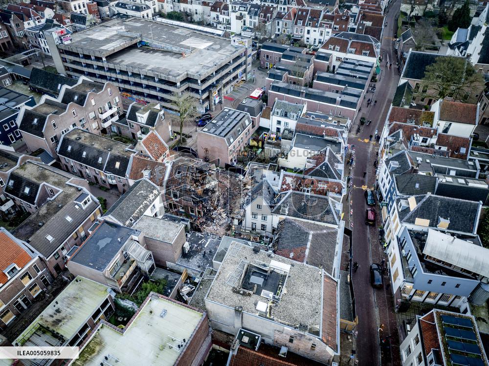Damage After Explosion and Fire in Utrecht City Center - Netherlands