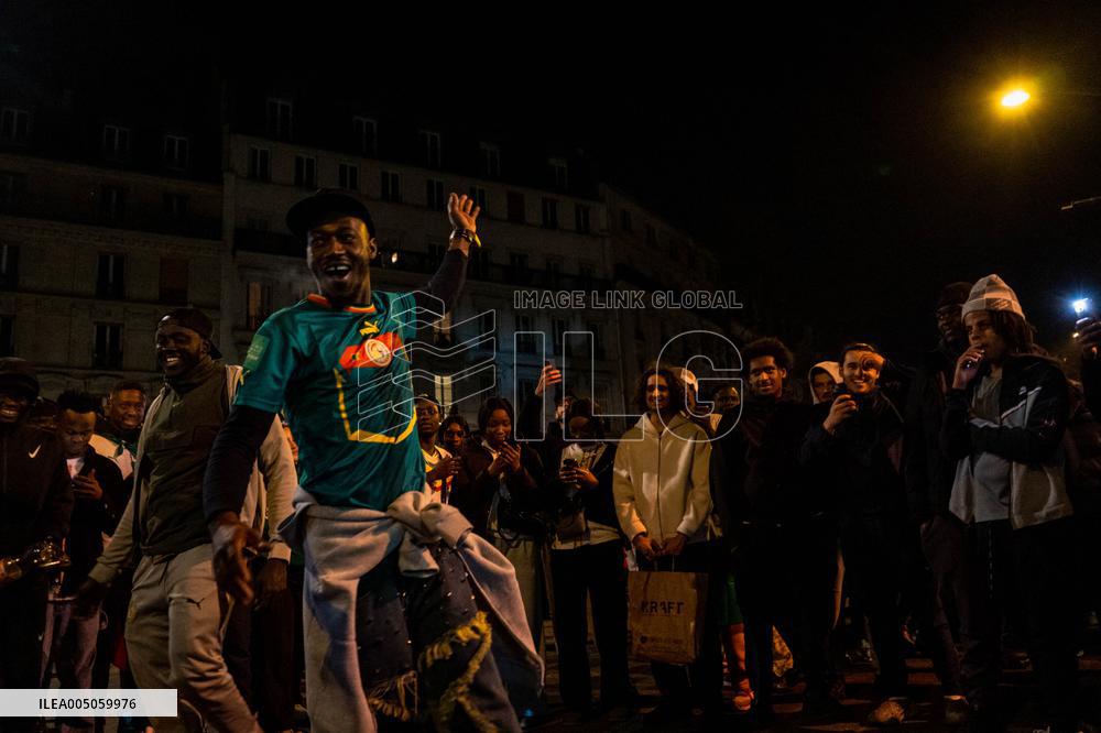 Celebration After Senegal's Victory at The African Cup of Nations - Paris