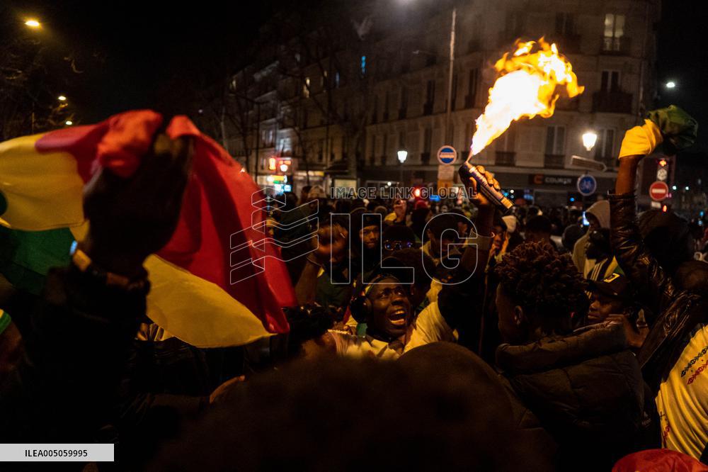 Celebration After Senegal's Victory at The African Cup of Nations - Paris