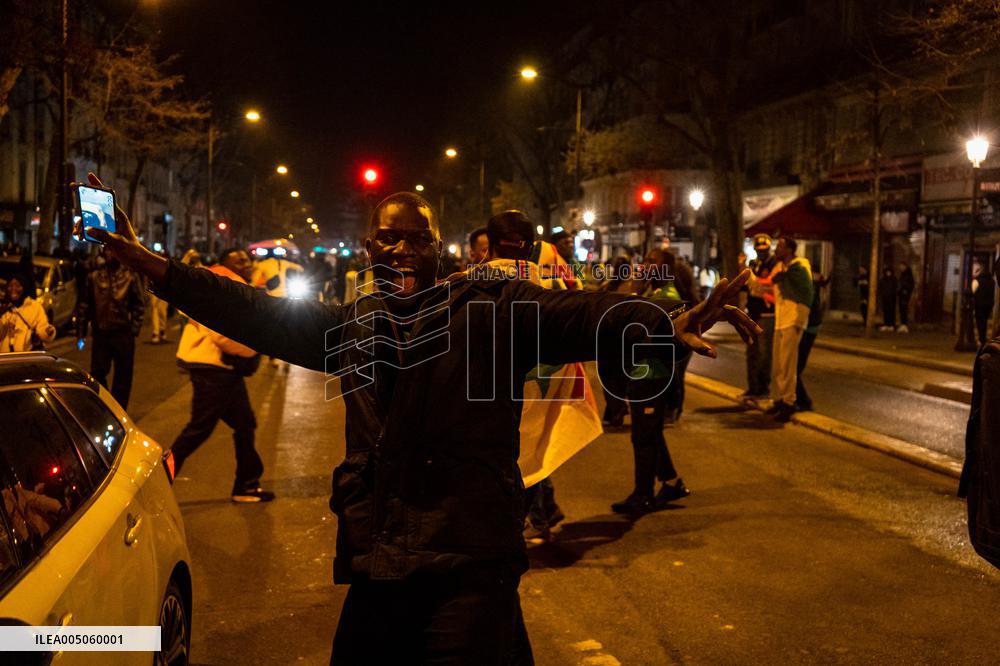 Celebration After Senegal's Victory at The African Cup of Nations - Paris