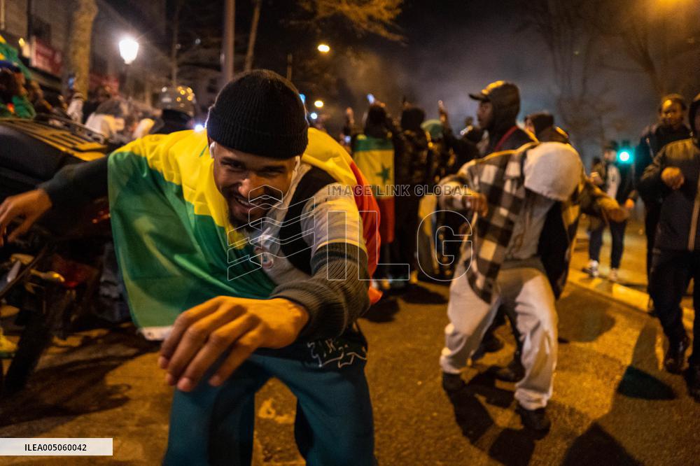 Celebration After Senegal's Victory at The African Cup of Nations - Paris