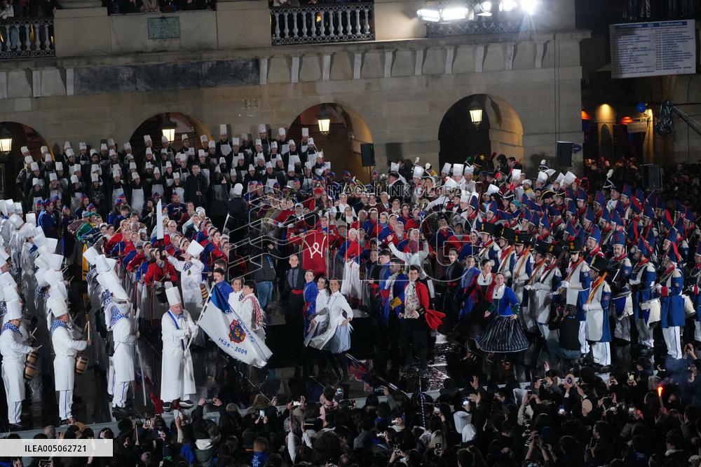 San Sebastian Flag Hoisting Launches 100th Tamborrada - Spain