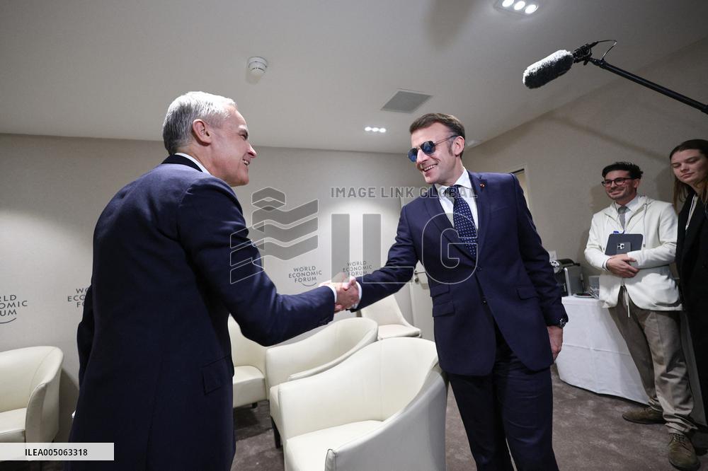 Macron And Carney At World Economic Forum Annual Meeting - Davos