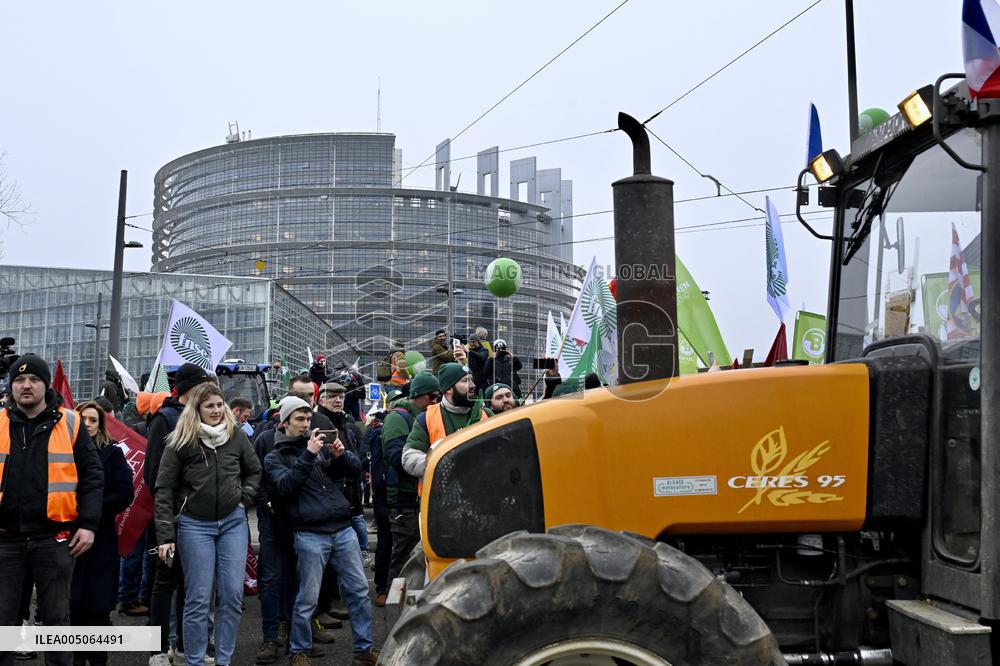 Farmers Demonstrate Against the EU-Mercosur Agreement - Strasbourg