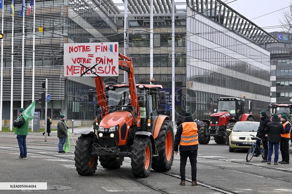 Farmers Demonstrate Against the EU-Mercosur Agreement - Strasbourg