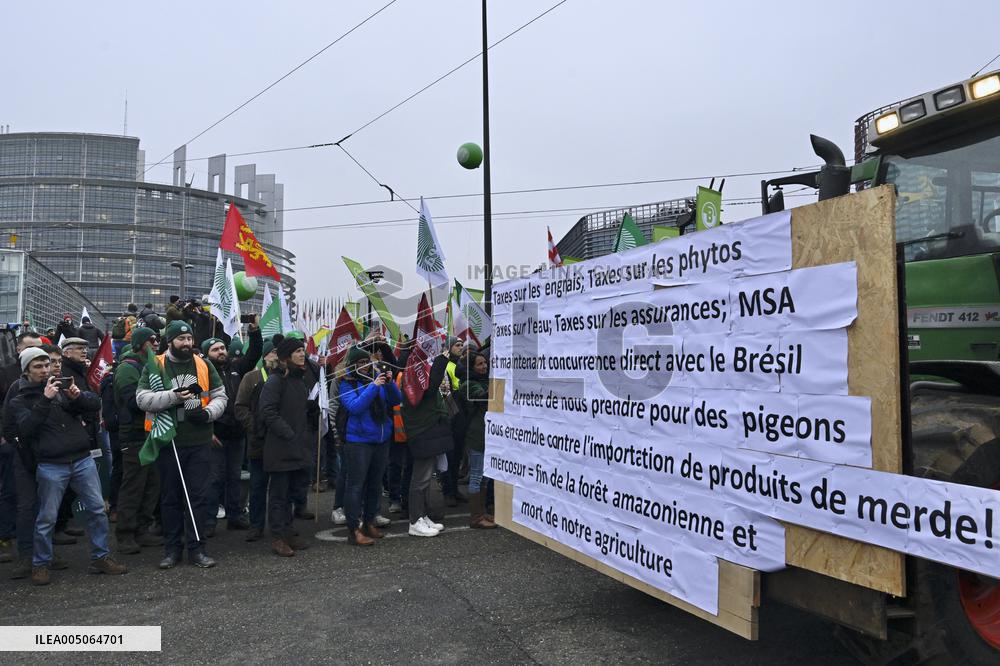 Farmers Demonstrate Against the EU-Mercosur Agreement - Strasbourg