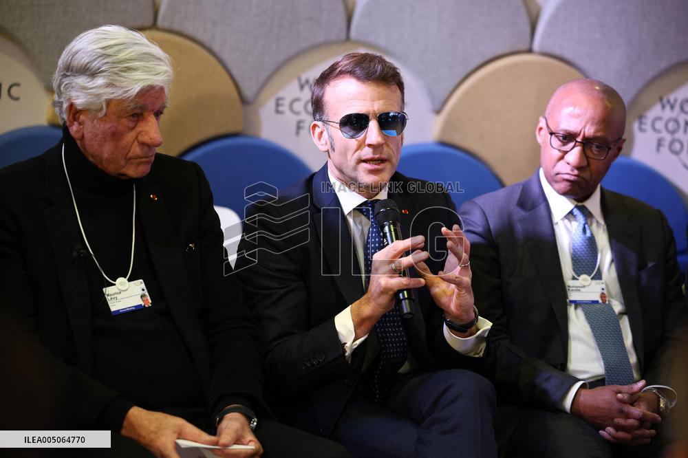 Macron and with leaders of AI companies at World Economic Forum annual meeting - Davos