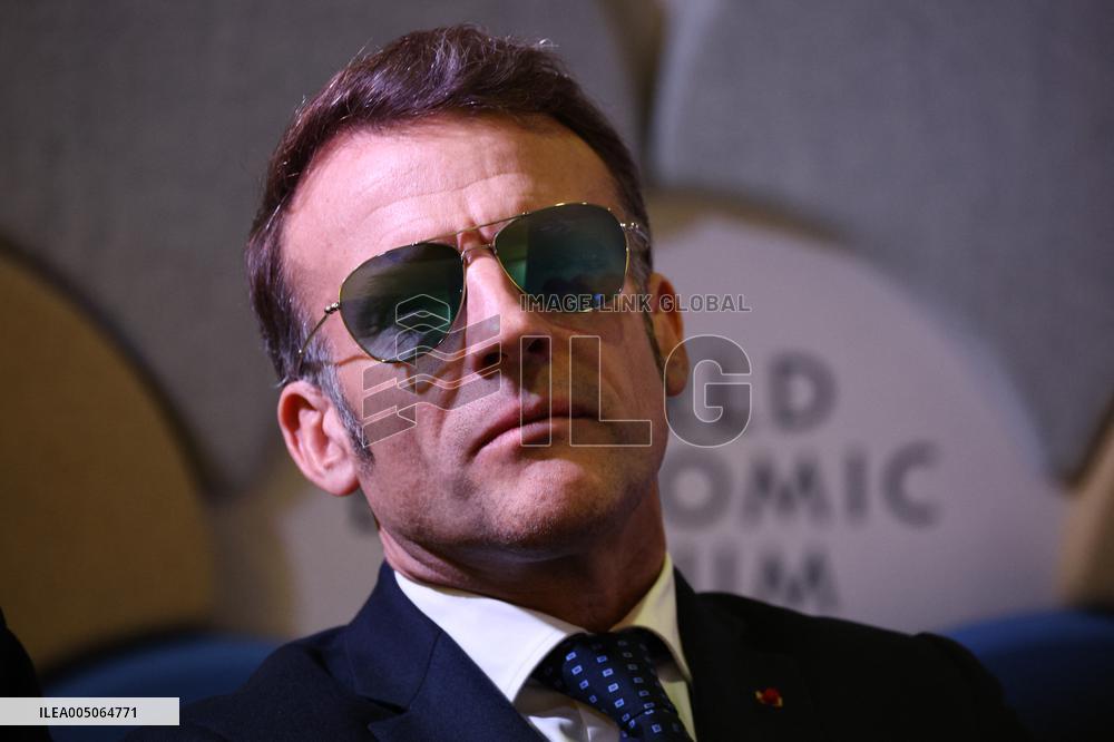 Macron and with leaders of AI companies at World Economic Forum annual meeting - Davos