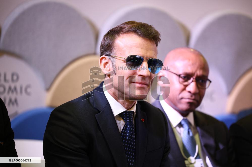 Macron and with leaders of AI companies at World Economic Forum annual meeting - Davos