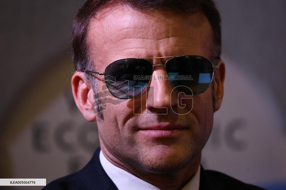 Macron and with leaders of AI companies at World Economic Forum annual meeting - Davos